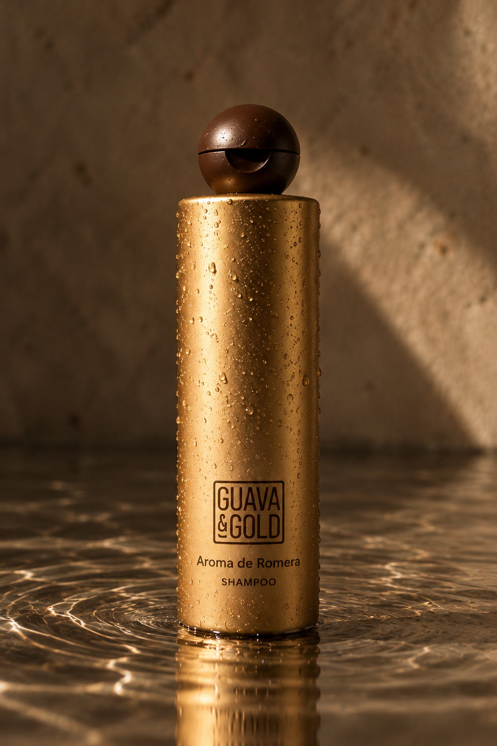 Guava & Gold Romera Shampoo in golden water